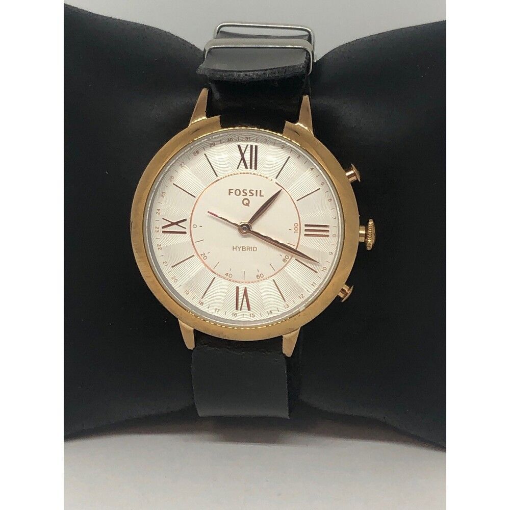 Fossil FTW5018 Womens Black Leather Analog Dial Genuine Hybrid Smart Watch CM304